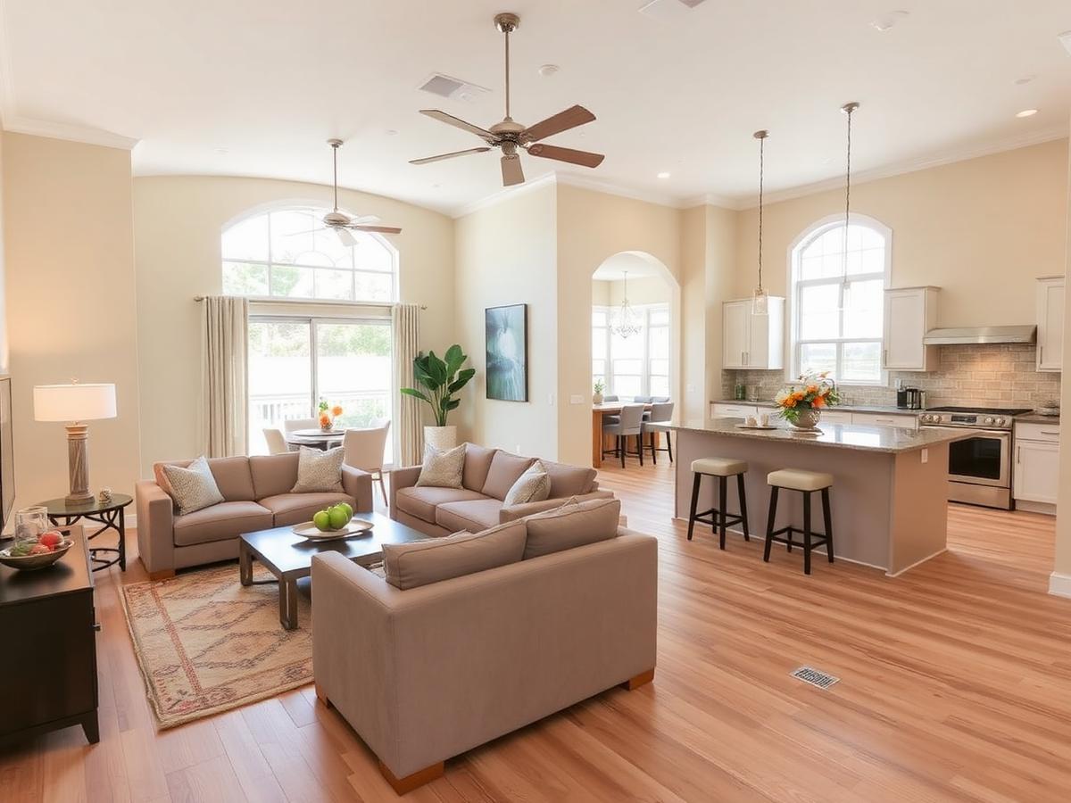 Remodeled kitchen and living space interior